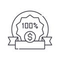 Money back guarantee icon, linear isolated illustration, thin line vector, web design sign, outline concept symbol with Royalty Free Stock Photo