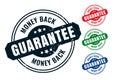 Money back guarantee rubber label stamp seal set Royalty Free Stock Photo