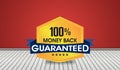 100% Money Back Guarantee Seal on 3D Room illustration Royalty Free Stock Photo