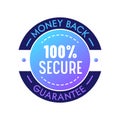 Money Back Guarantee, Secure Warranty Satisfaction Round Label, Commercial Banner Marketing Certificate, Advertisement Royalty Free Stock Photo