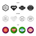 Money back guarantee, vip, medium quality,premium quality.Label,set collection icons in black,flat,outline style vector