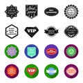Money back guarantee, vip, medium quality,premium quality.Label,set collection icons in black,flet style vector symbol