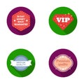 Money back guarantee, vip, medium quality,premium quality.Label,set collection icons in flat style vector symbol stock