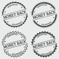 Money back guaranteed insignia stamp isolated on. Royalty Free Stock Photo