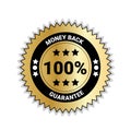 Money Back With 100 Percent Guarantee Seal Golden Medal Isolated