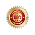 Money Back With 100 Percent Guarantee Sticker Golden Label Icon Seal Isolated