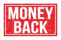 MONEY BACK, words on red rectangle stamp sign Royalty Free Stock Photo