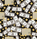 Money background. Cash. Wallet, dollar banknotes and gold coins. Royalty Free Stock Photo