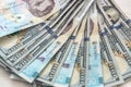 Money background. dollar and gryvnia bills. exchange Royalty Free Stock Photo