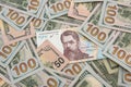 Money background. dollar and gryvnia bills. exchange Royalty Free Stock Photo