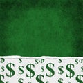 Money background with dollar sign on grunge green with a rip border Royalty Free Stock Photo