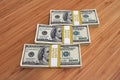 $100 dollar bills stacks - cash stacks on the table Royalty Free Stock Photo