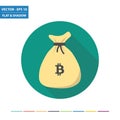 Money bag - Bitcoin flat icon