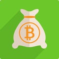 Money bag with bitcoin.