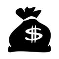 Money bag black sack dollar symbol flat icon