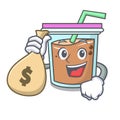 With money bag bubble tea character cartoon Royalty Free Stock Photo