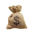 Money bag from burlap. Investment concept. The selected path. Isolated on white background. Royalty Free Stock Photo