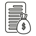 Money bag business rate icon outline vector. Budget cash