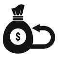 Money bag cash back icon, simple style Royalty Free Stock Photo