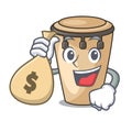 With money bag conga character cartoon style