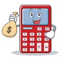 With money bag cute calculator character cartoon