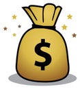Money bag and dollar sign with stars Royalty Free Stock Photo