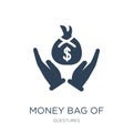 money bag of dollars icon in trendy design style. money bag of dollars icon isolated on white background. money bag of dollars Royalty Free Stock Photo