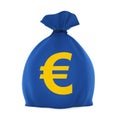 Money Bag with Euro Currency Sign Isolated Royalty Free Stock Photo