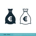 Money Bag Euro Icon Vector Logo Template Illustration Design. Vector EPS 10 Royalty Free Stock Photo