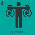 Money bag with euros vector icon Royalty Free Stock Photo