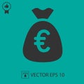 Money bag with euros vector icon Royalty Free Stock Photo