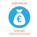 Money bag with euros vector icon. Simple isolated pictogram Royalty Free Stock Photo