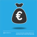 Money bag with euros vector icon. Simple isolated pictogram Royalty Free Stock Photo