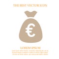 Money bag with euros vector icon. Simple isolated pictogram Royalty Free Stock Photo