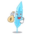 With money bag feather character cartoon style Royalty Free Stock Photo