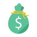 Money bag flat clipart vector illustration Royalty Free Stock Photo