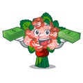 With money bag flower bouquet on isolated with mascot