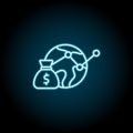 Money bag, global, analytic blue neon icon. Simple thin line, outline vector of saving money icons for ui and ux, website or Royalty Free Stock Photo