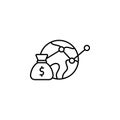 money bag, global, analytic icon. Simple thin line, outline vector of Saving money icons for UI and UX, website or mobile Royalty Free Stock Photo