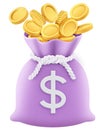 money bag with gold coin sign symbol icon