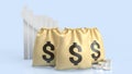 The Money Bag and gold coins for Business concept 3d rendering Royalty Free Stock Photo