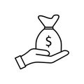 Money bag in hand vector icon Royalty Free Stock Photo