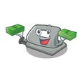 With money bag hole puncher placed in cartoon drawer Royalty Free Stock Photo