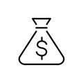 Money bag icon, dollar, money icon and bag line icon vector illustration Royalty Free Stock Photo