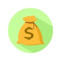 Money bag icon. Dollar USD currency symbol. circle button Vector Royalty Free Stock Photo