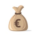 Money Bag Icon with Euro Sign on White Background. Vector Royalty Free Stock Photo