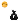 Money bag icon isolated flat style.