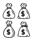 Money bag icon, moneybag black Royalty Free Stock Photo