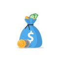 Money bag icon, moneybag flat simple cartoon illustration