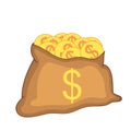 Money bag icon, moneybag flat simple cartoon illustration. Vector illustration